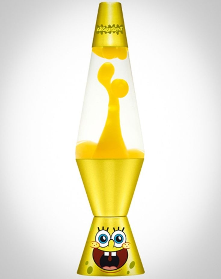 Spongebob lava lamp with yellow lava clear liquid and