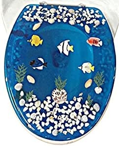 Transparent fish aquarium elongated oval toilet seat with 2