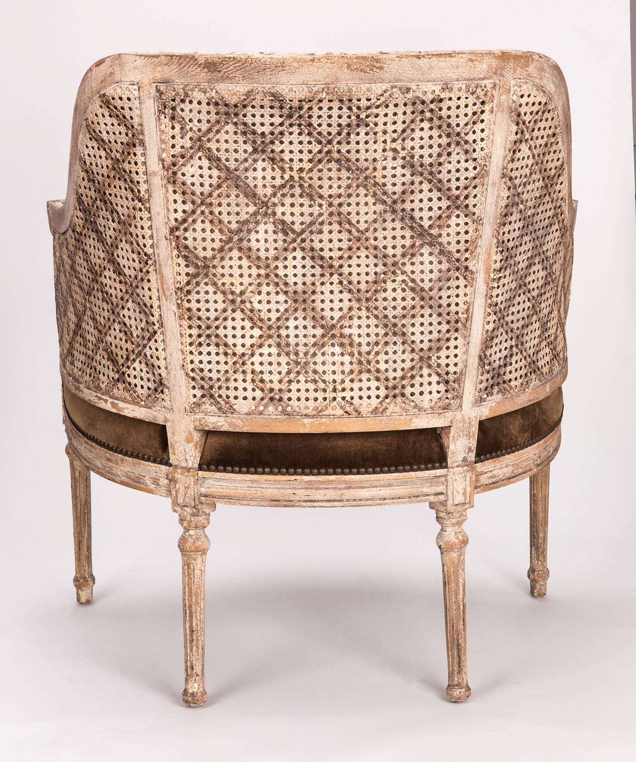 Vintage french cane back barrel chair