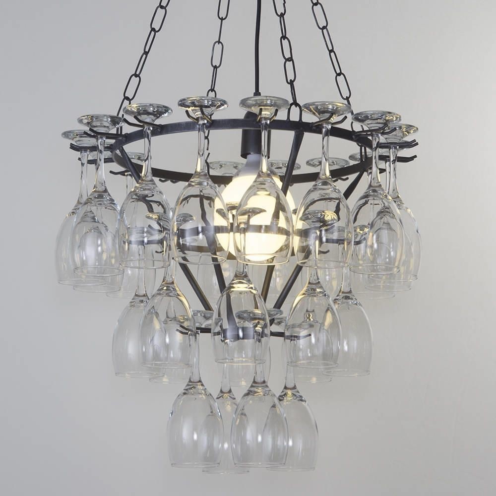 Wine glass chandelier 3 tier black from litecraft