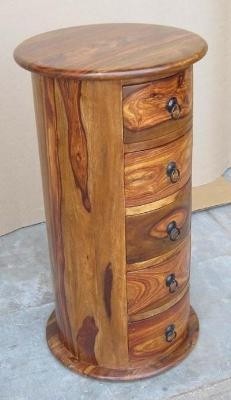 Artistic wooden round chest of 5 drawers jal ch03 1