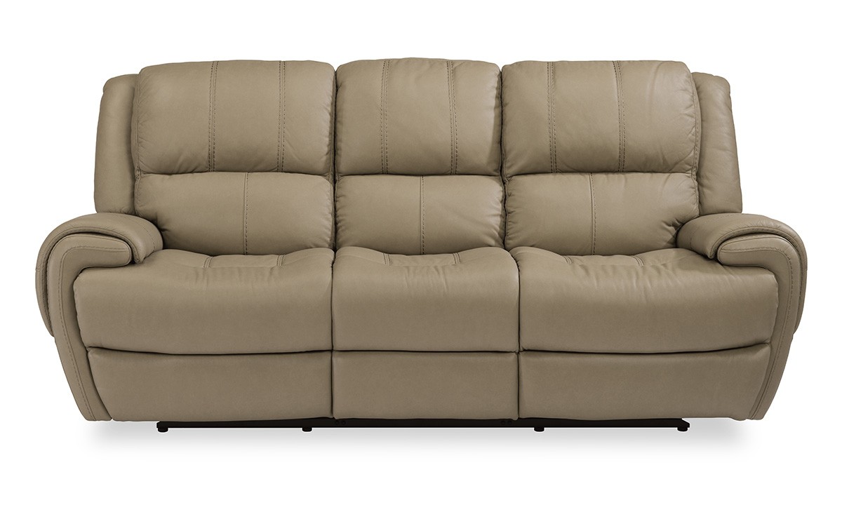 Beckham taupe power reclining leather sofa the dump luxe 2