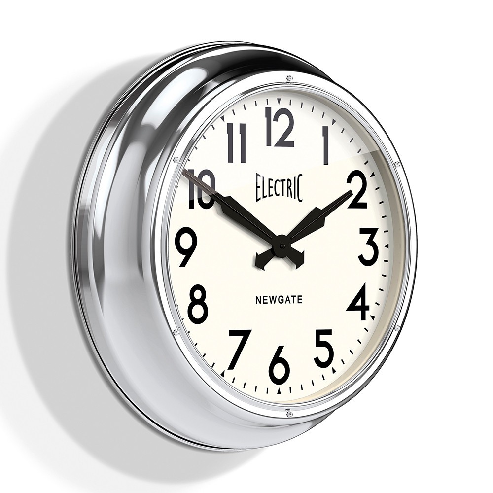 Buy newgate clocks the large electric wall clock chrome