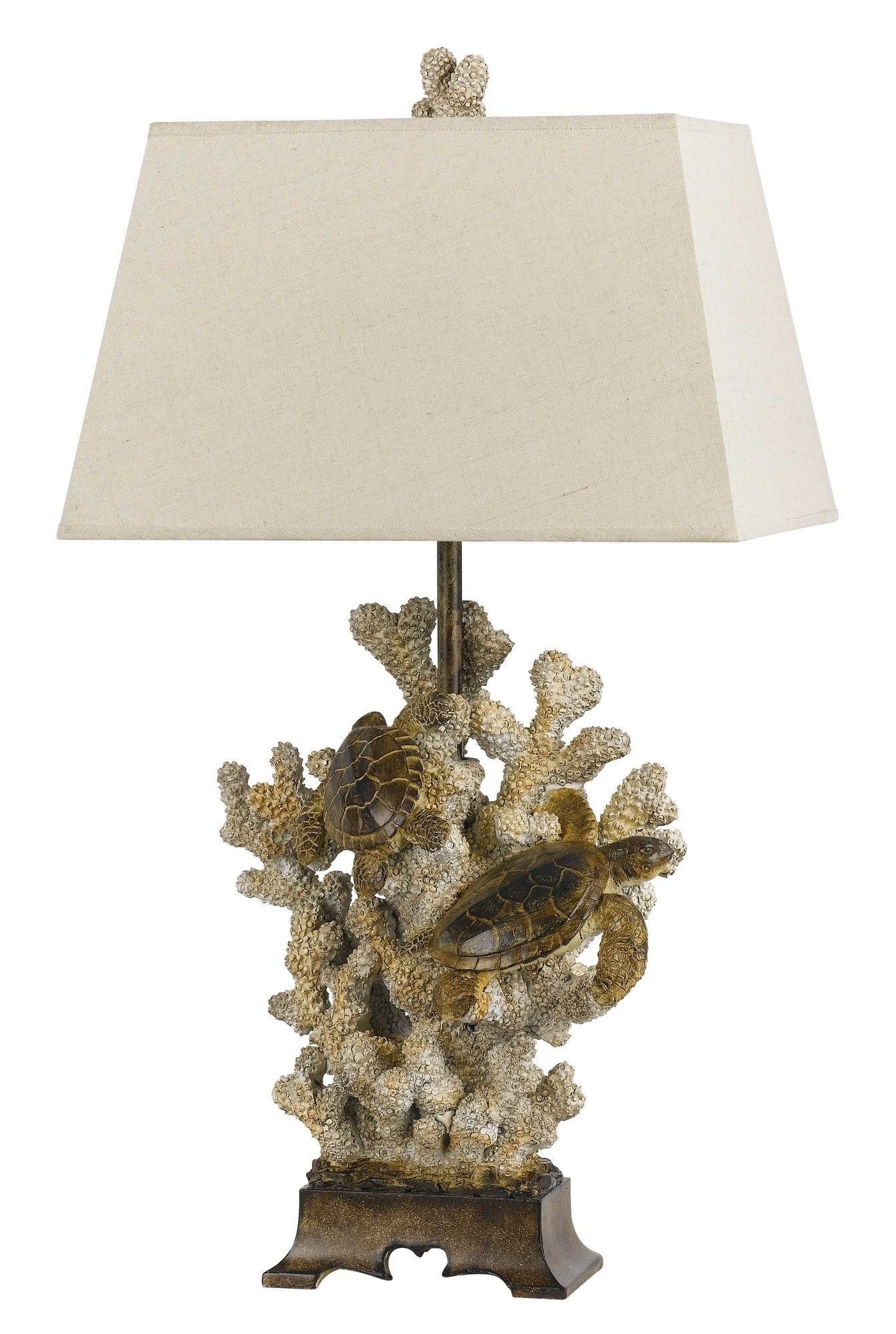 Coral resin 29 h table lamp with rectangular shade