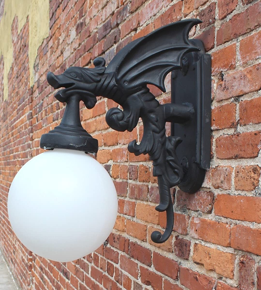 The kings bay gargoyle dragon wing outdoor wall light fixture