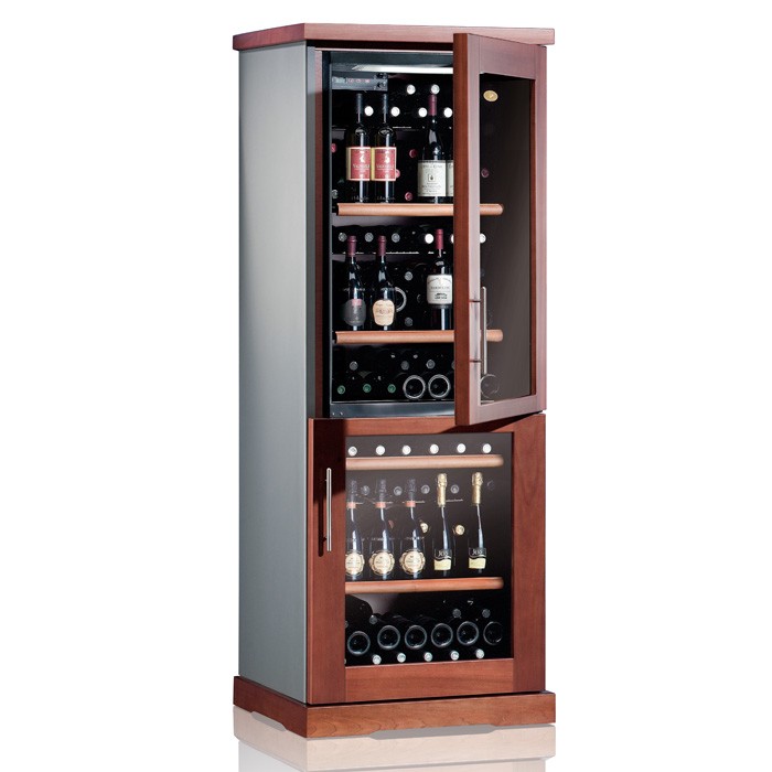 Wooden wine cooler in solid cherry wood 72 56 bottles