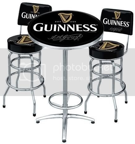 Guinness extra stout irish beer pub table bar stool set