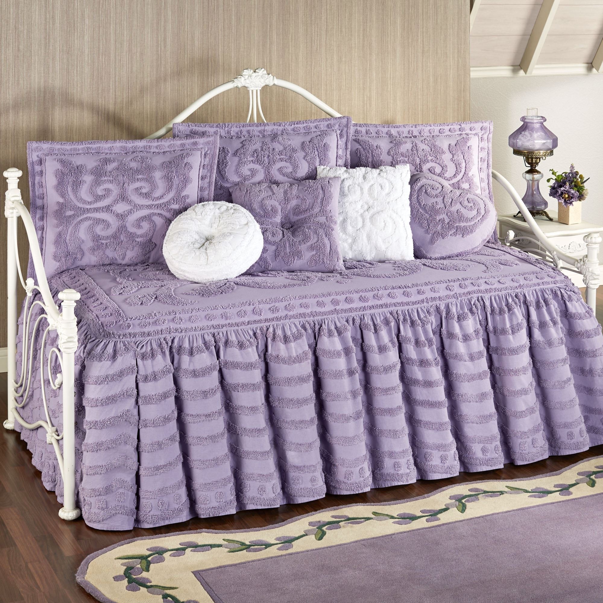 Intrigue chenille ruffled flounce daybed bedding set 3