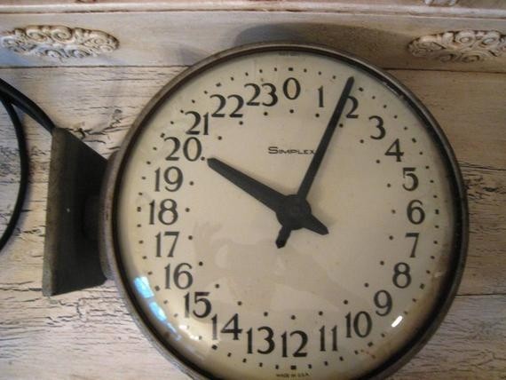 Large vintage industrial 24 hour military clock