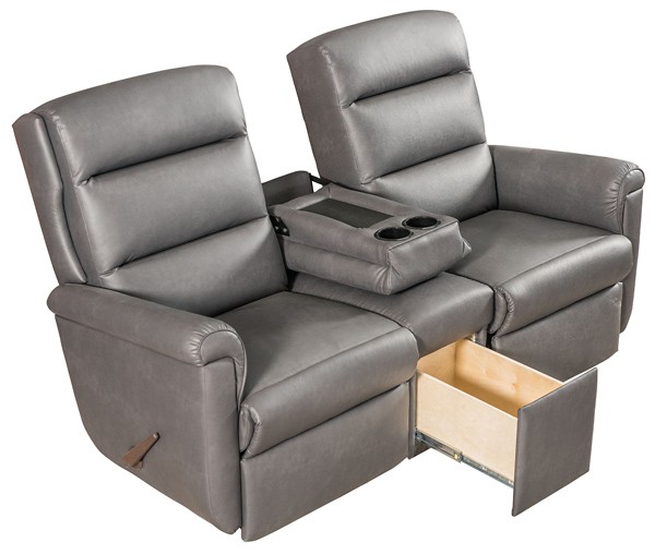 Modern gray rv recliners with storage and cupholders
