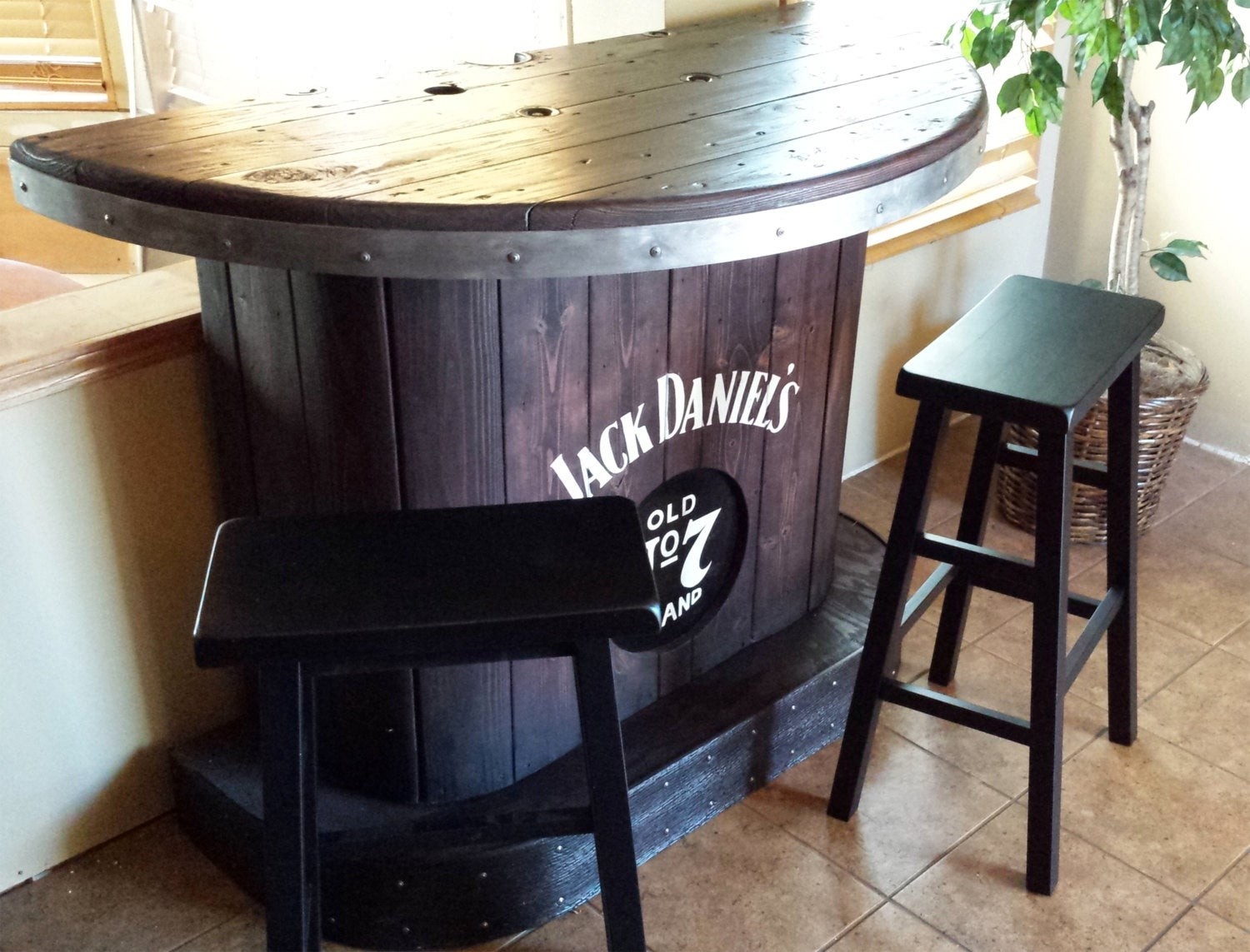 Sold jack daniels home bar custom hand built rustic 2