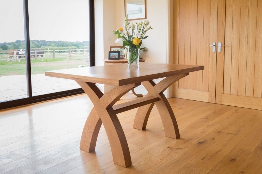 1 4m country oak cross leg rustic dining table small