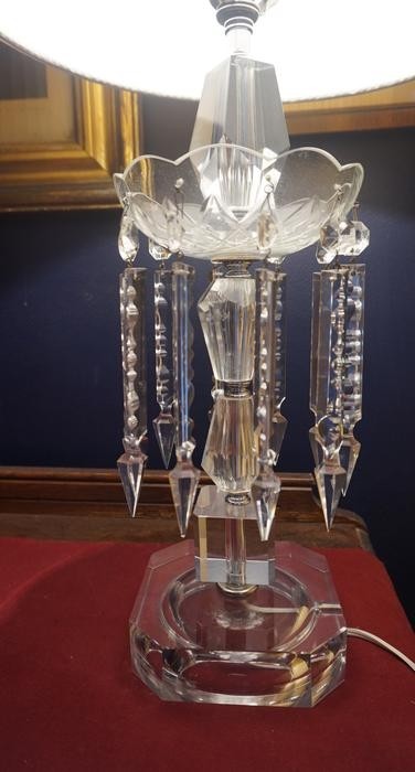 4u2c pair vintage crystal table lamps with spear prisms