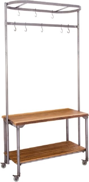 Bluebone living edge kitchen island with pot rack