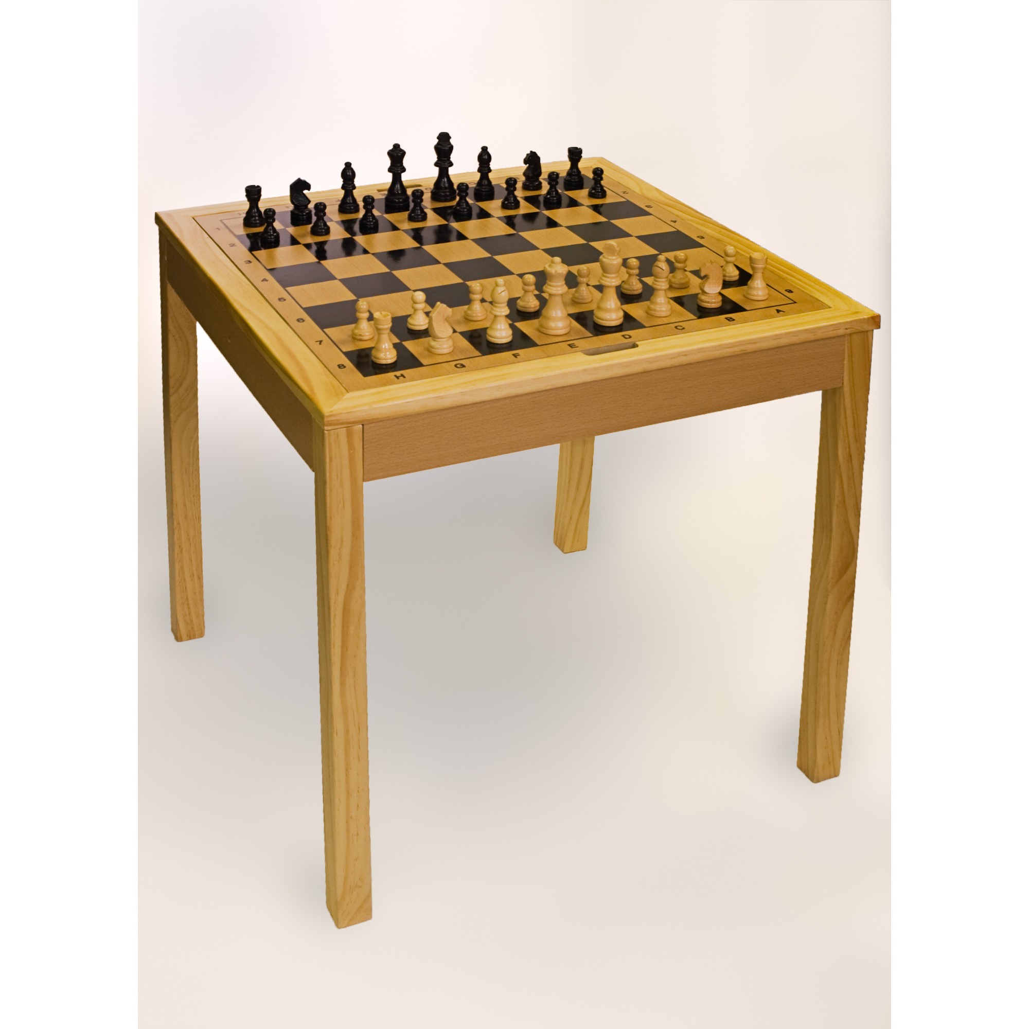 Elegant wooden chess and game table with checkers