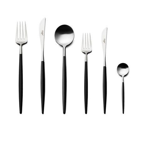 Goa flatware brushed steel black handle by jose joaquim