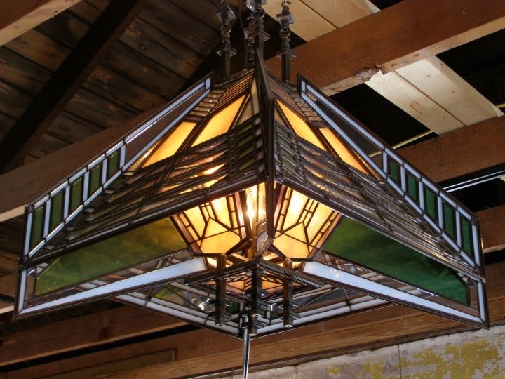 Hanging chandelier based on frank lloyd wrights dana