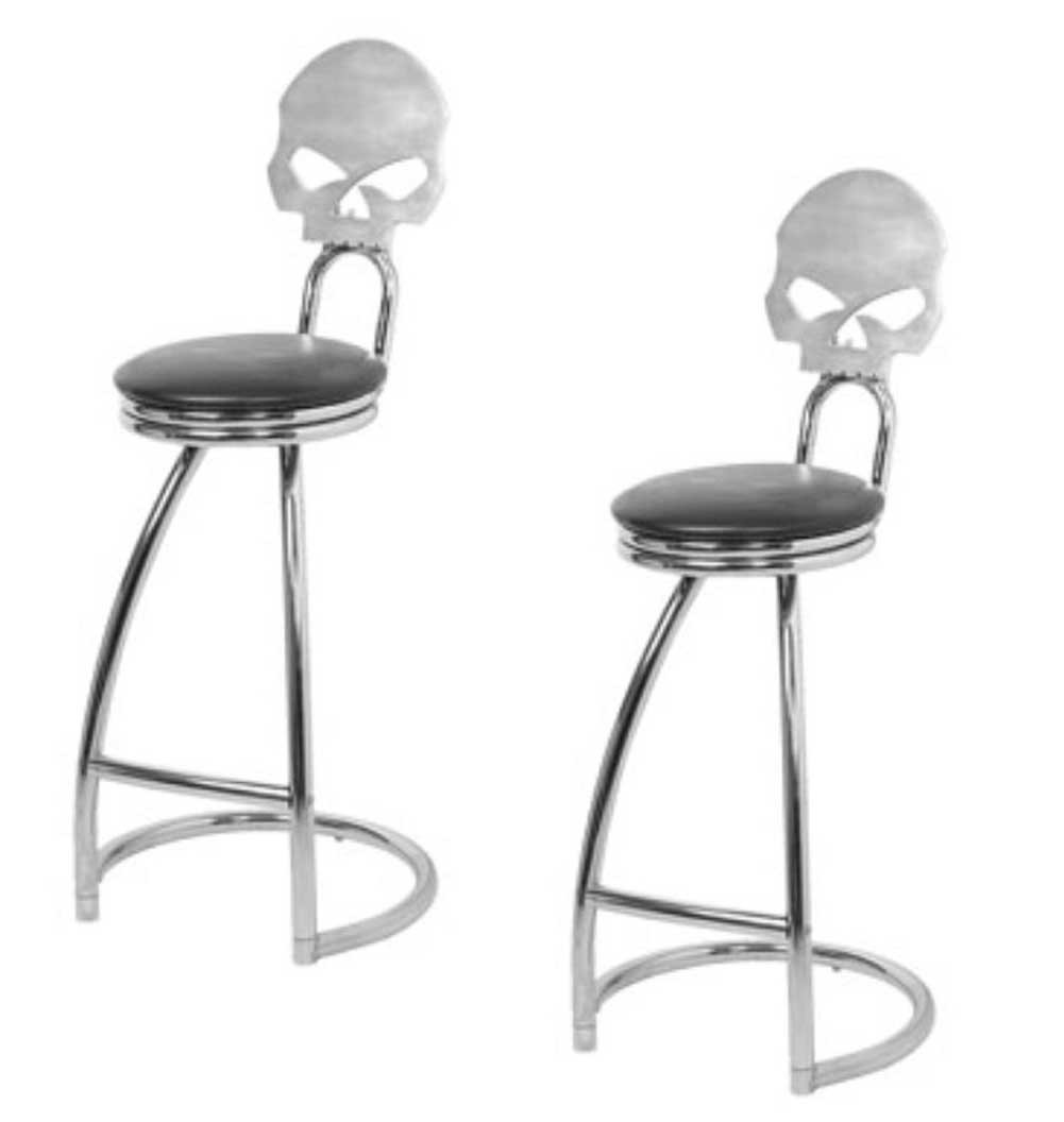 Harley davidson willie g skull billet bar stool chrome