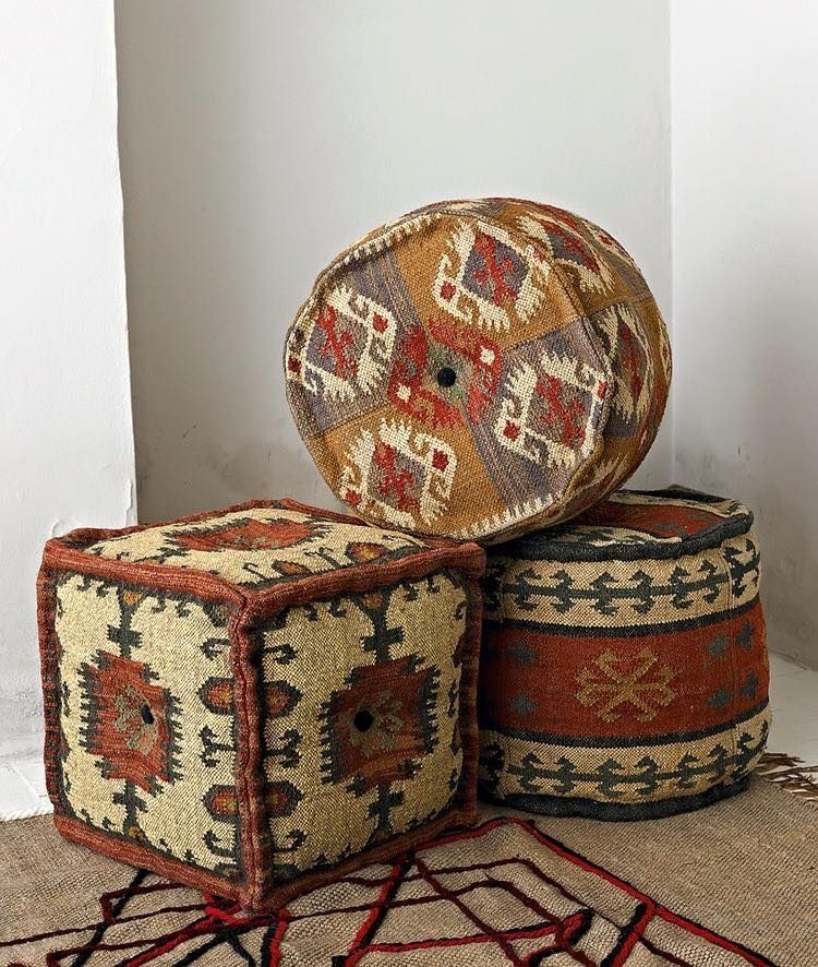 Kilm ottomans western decor home decor rustic furniture