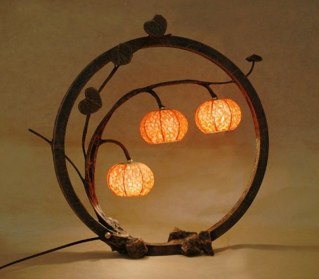 Red paper lamp shade with night boat three lantern lights