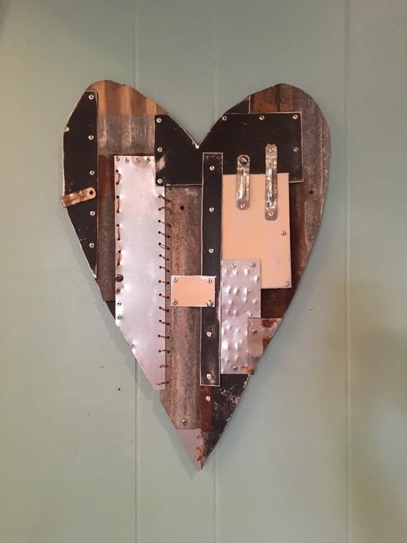 Scrap metal heart wall art
