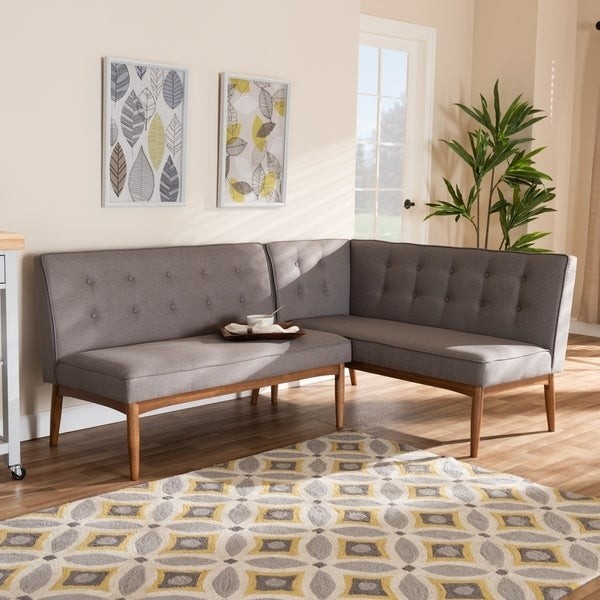 Shop mid century gray fabric 2 piece dining corner sofa