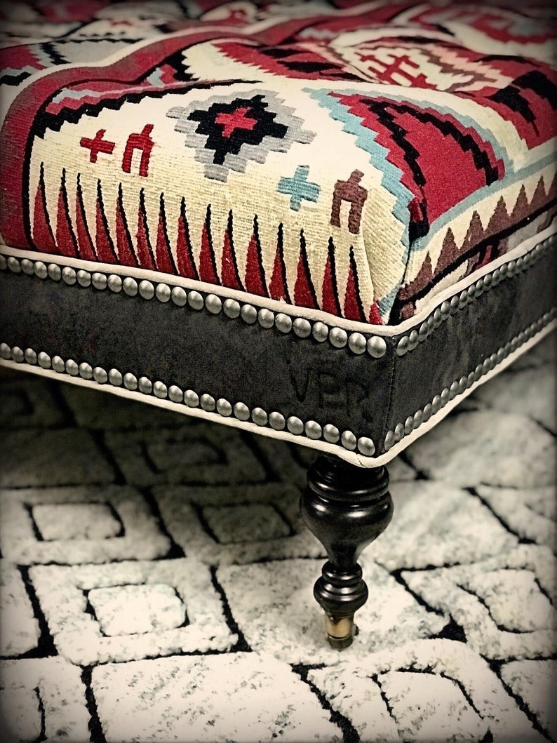 Sold western rustic ottoman etsy