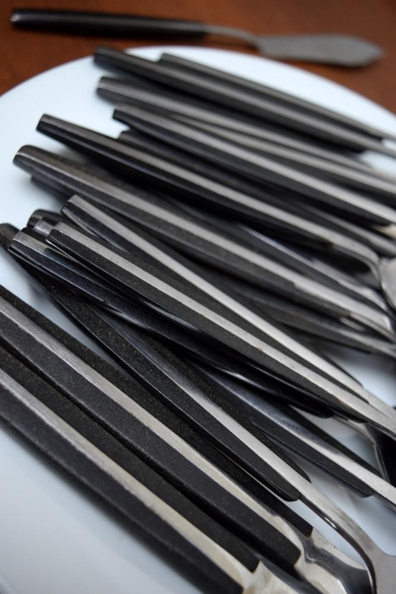 Stainless japan vintage flatware 28pcs black composite