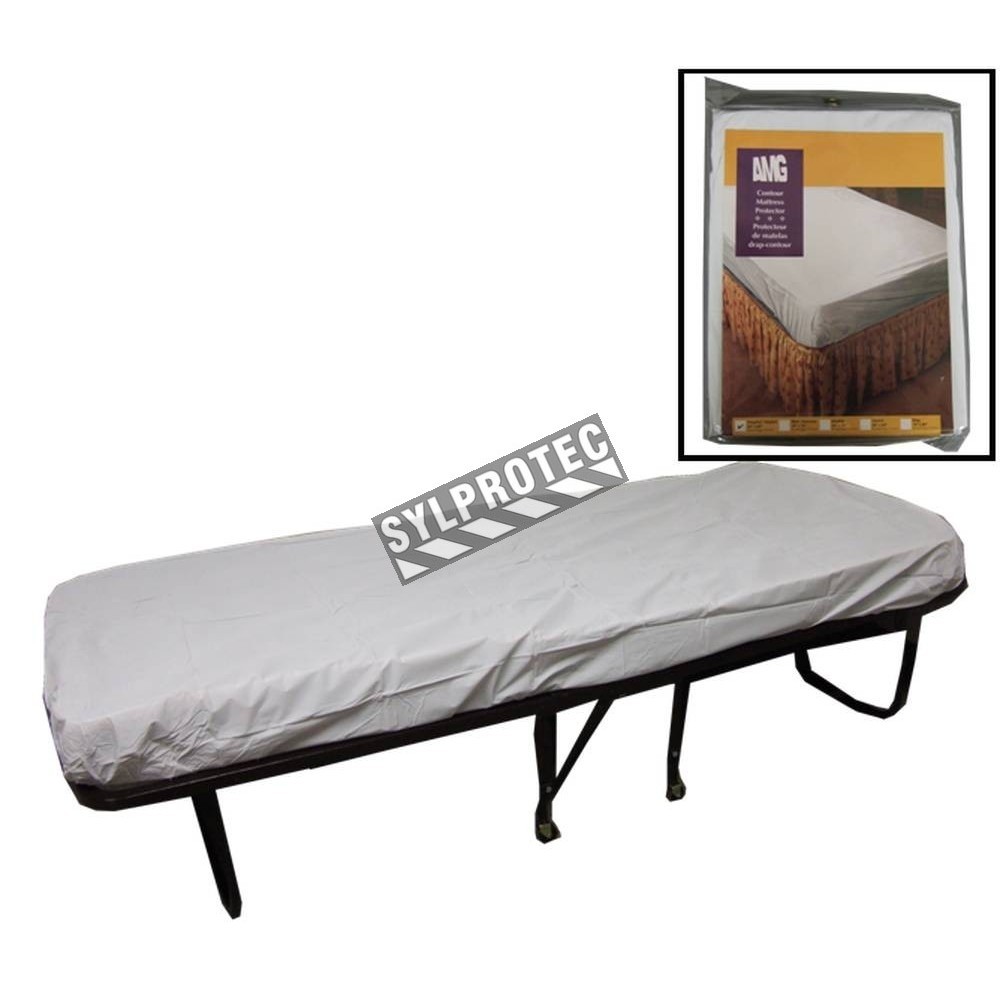 Waterproof white vinyl fitted mattress cover for twin bed