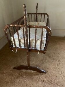Jenny lind vintage cradle spindles baby crib rocker