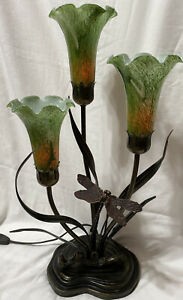 Large dale tiffany 3 light green glass shade lily pad