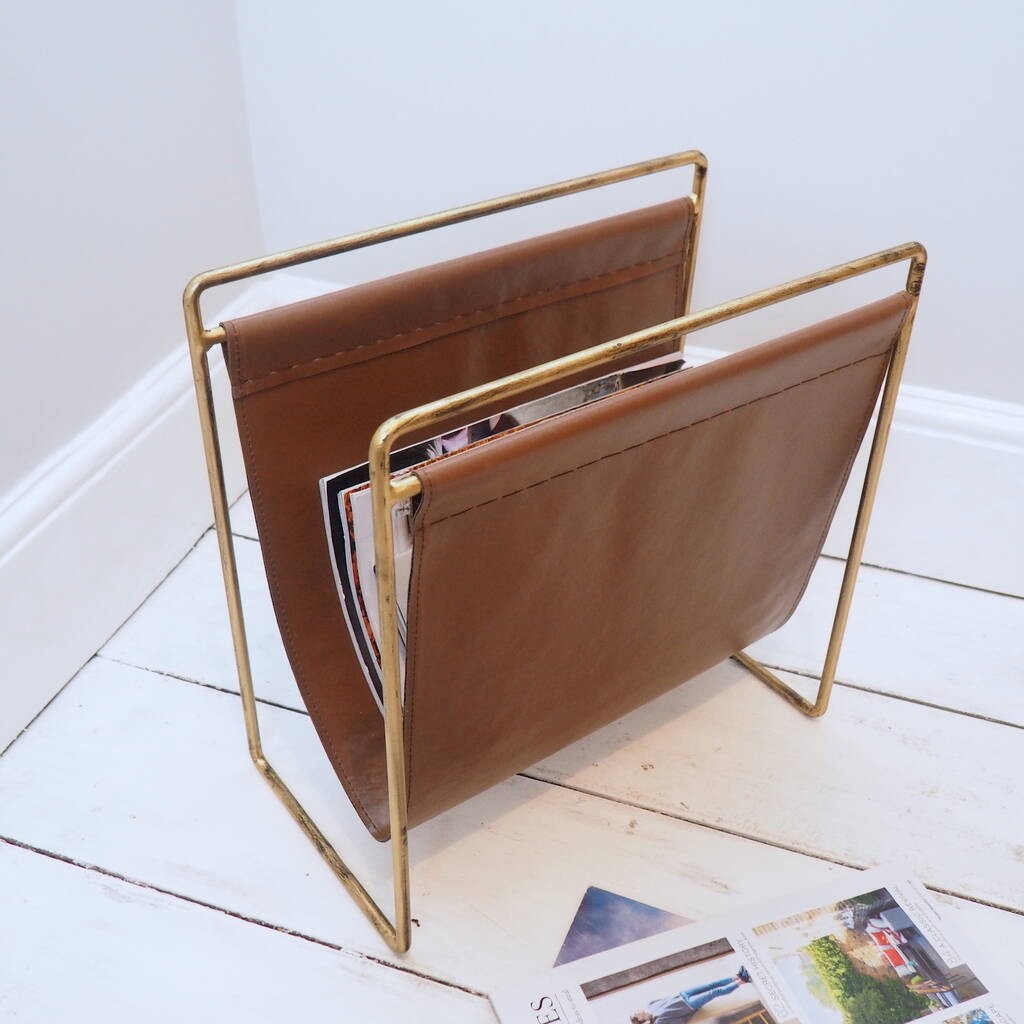 Leather magazine rack by za za homes