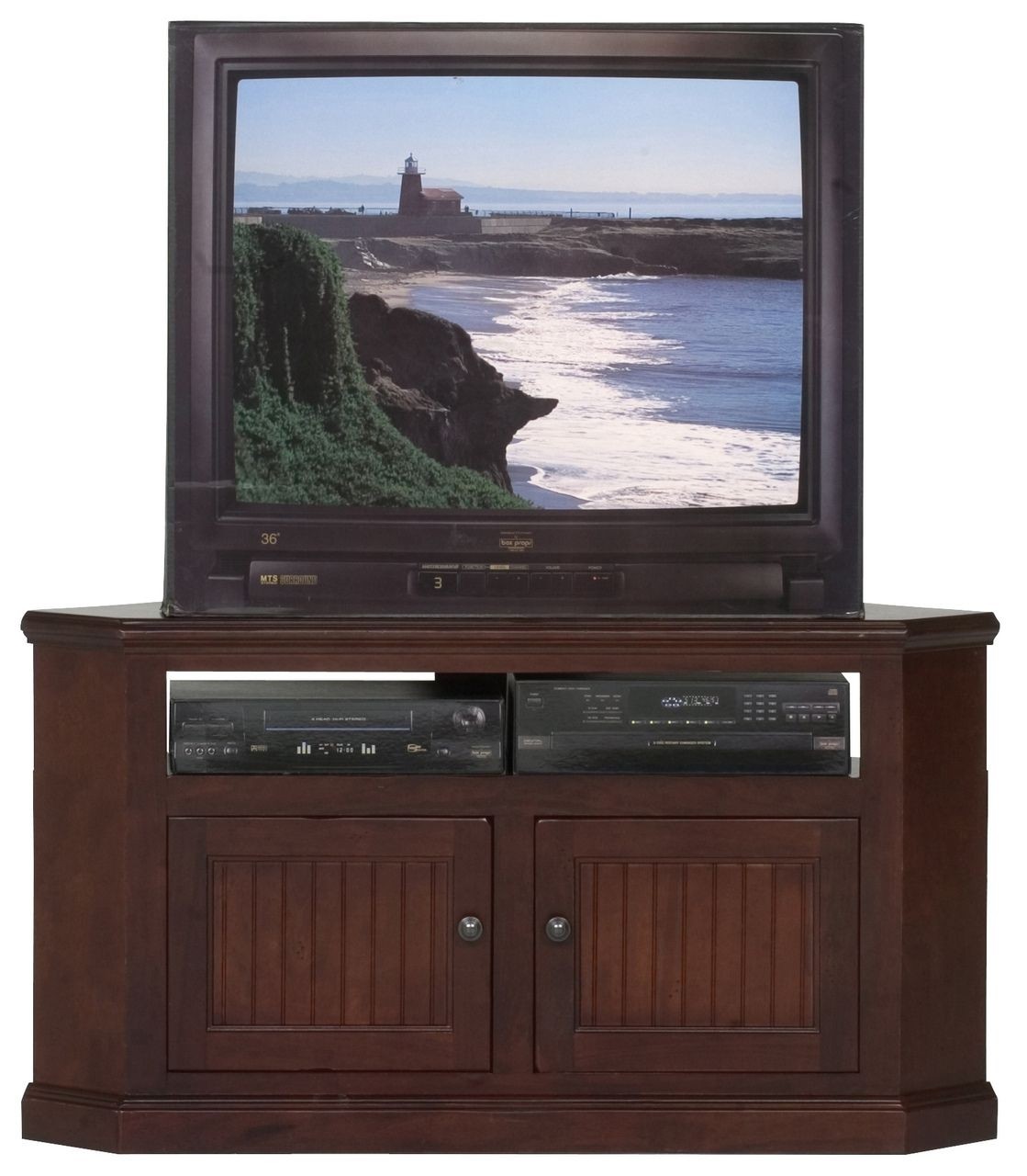 56 corner tv cabinet with beadboard doors tv stand