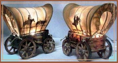 For old times sake covered wagon lamp western cowboy