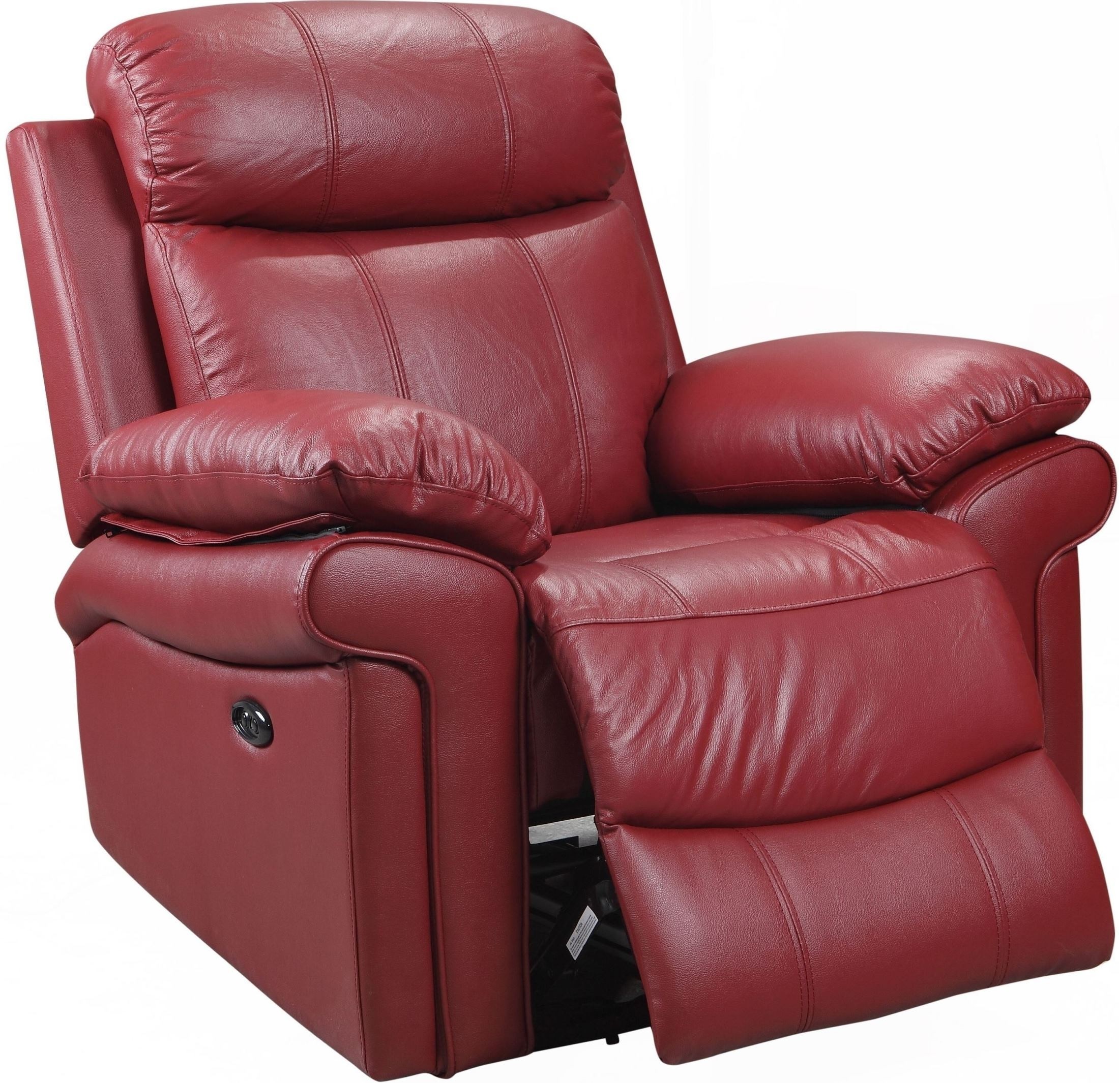 Red leather power reclining chair for modern living