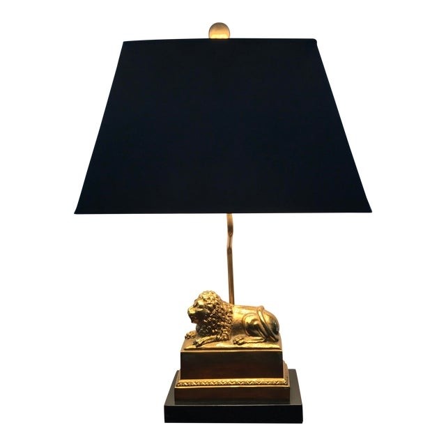 Vintage brass lion table lamp chairish