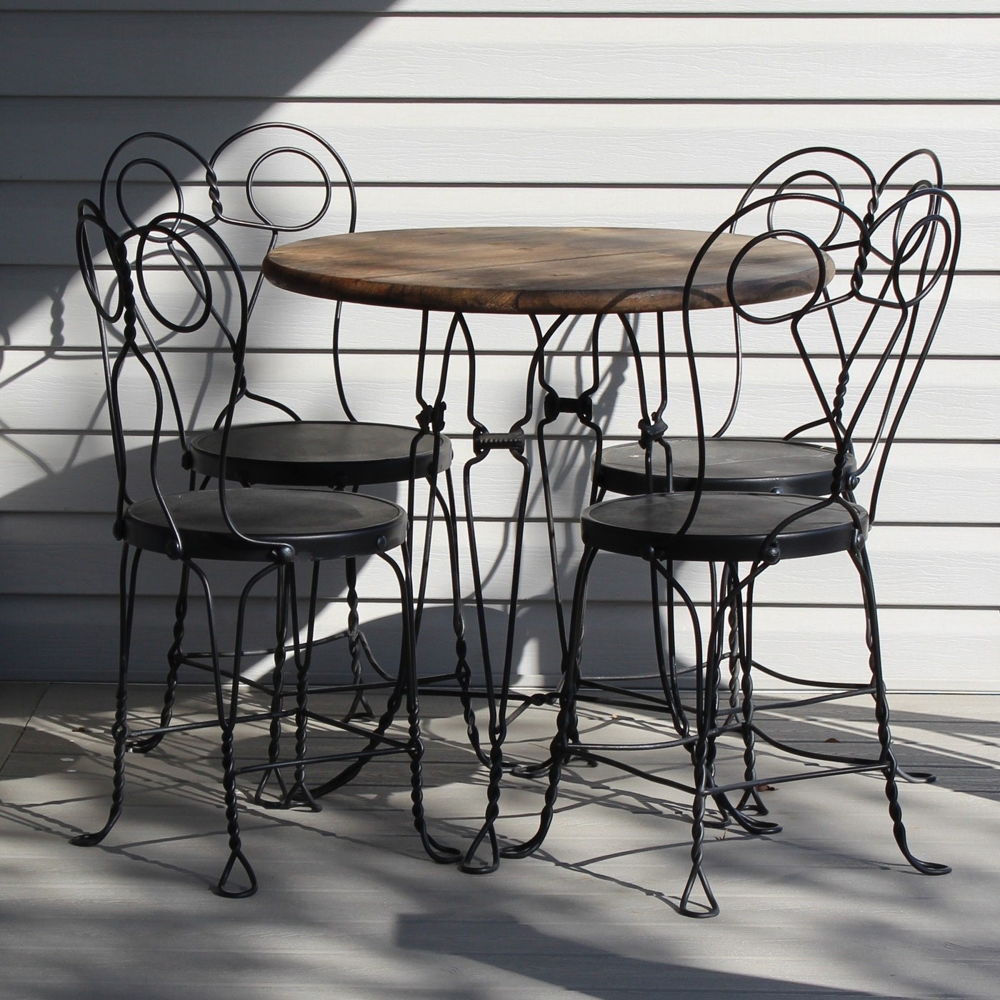 Vintage wrought iron soda shop table and chairs ebth 3