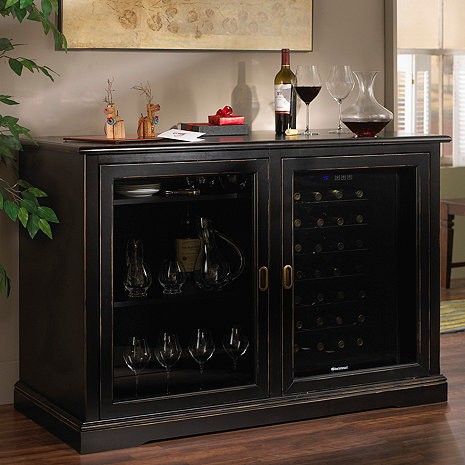 Siena mezzo nero wine credenza with glass storage