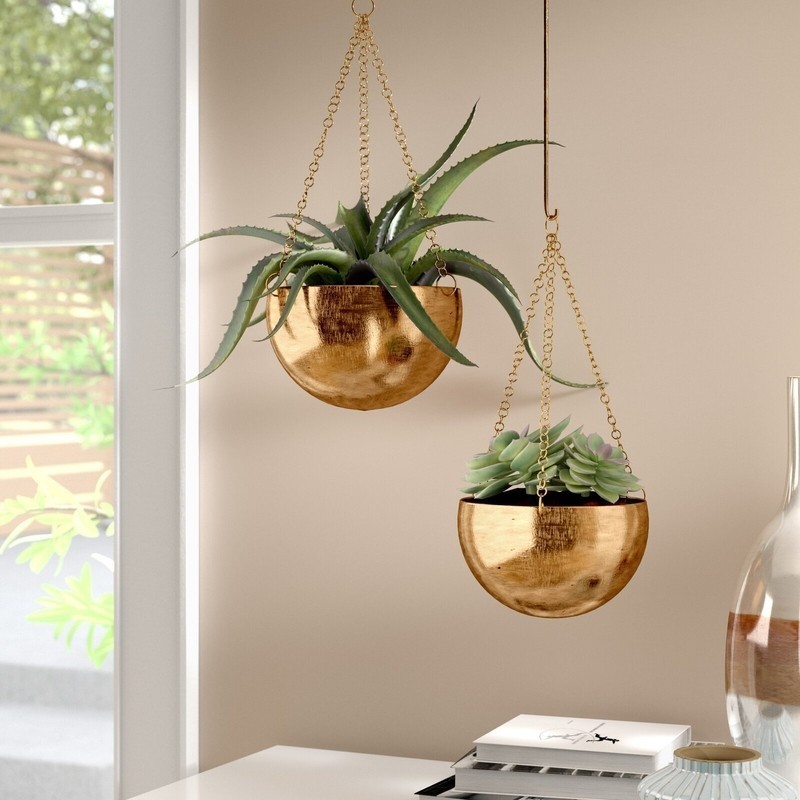 2 Piece Iron Hanging Set Planter