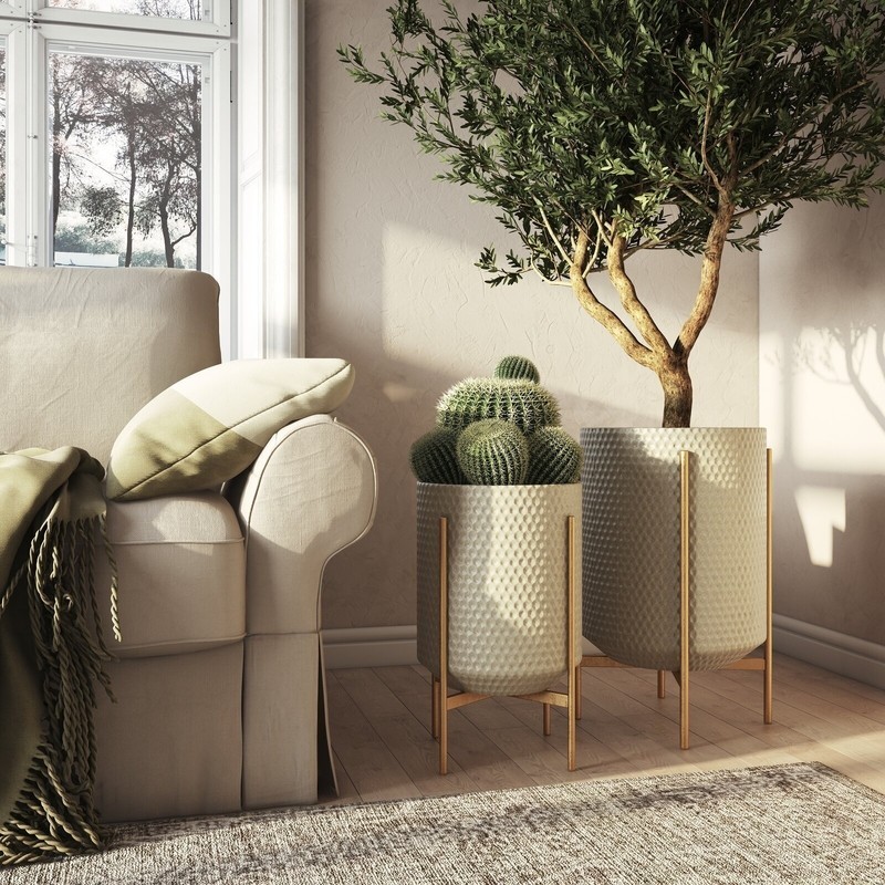 2 Piece Iron Pot Planter Set