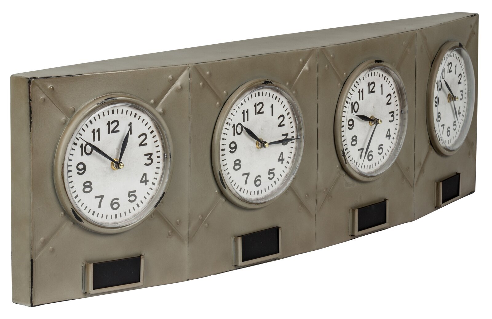 4 Time Zone Wall Clock with Chalkboard