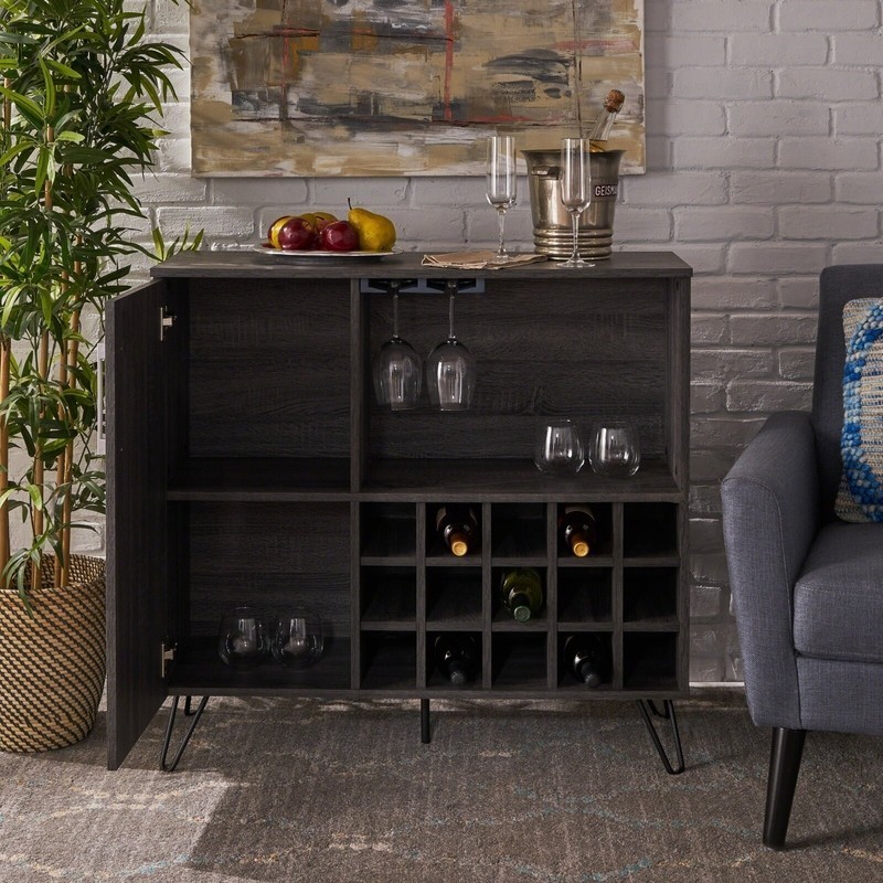 A Mini Bar Cabinet with Wine Rack