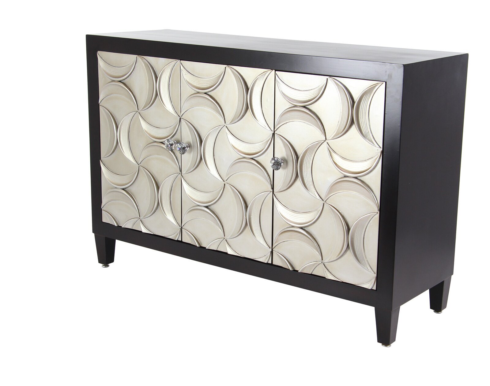 A narrow buffet cabinet that doubles as an art piece 