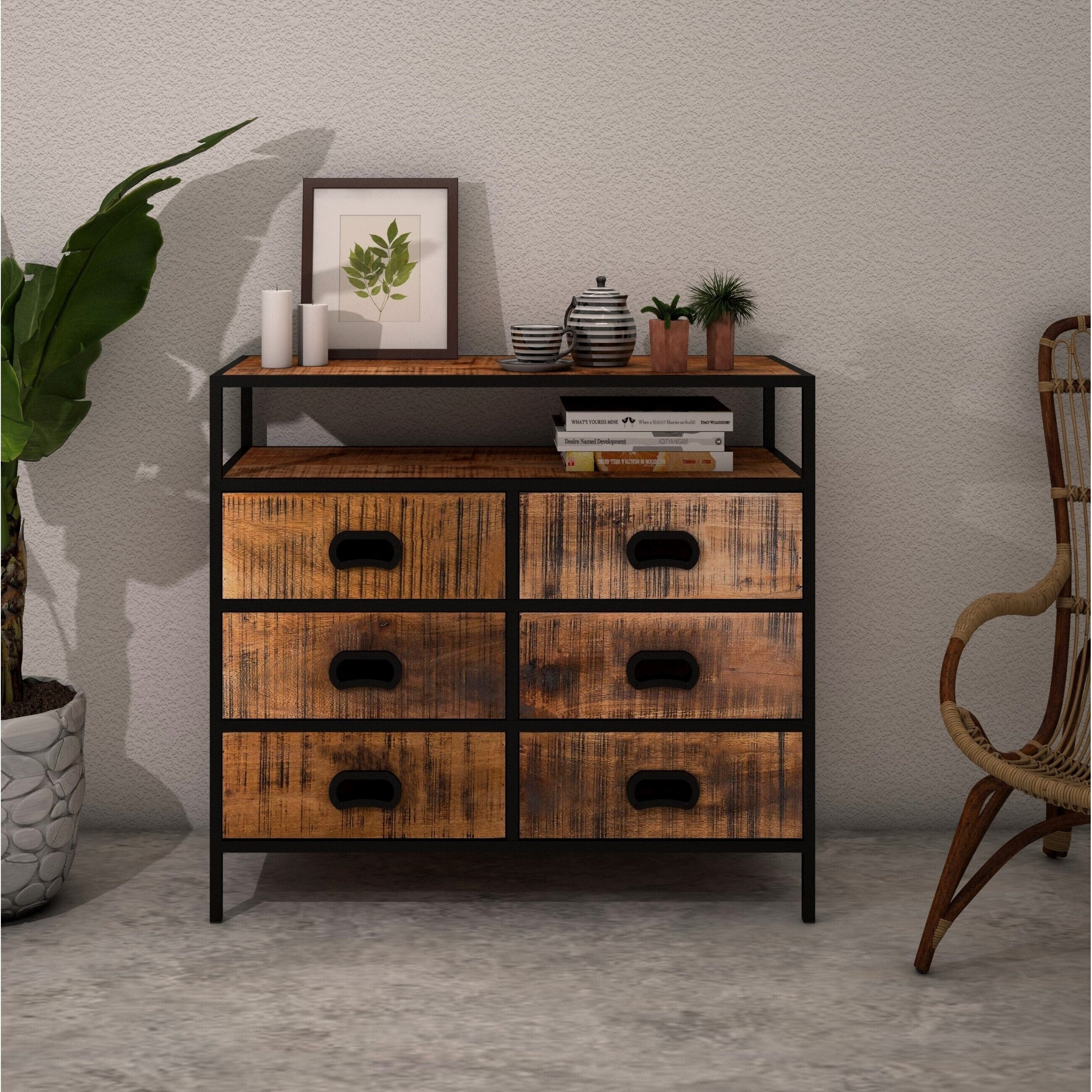 A reclaimed iron bedroom furniture piece   a beautiful dresser
