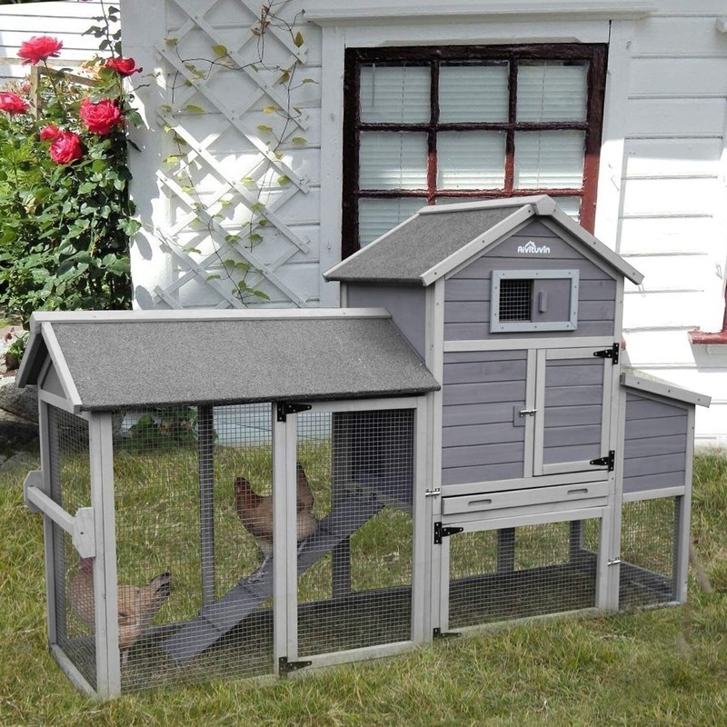 Aivituvin 80" Movable Chicken Coop with Wheel and Run
