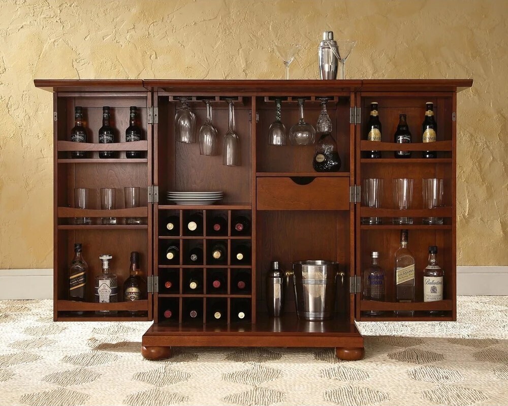 An Expandable Bar Cabinet with Plenty of Storage