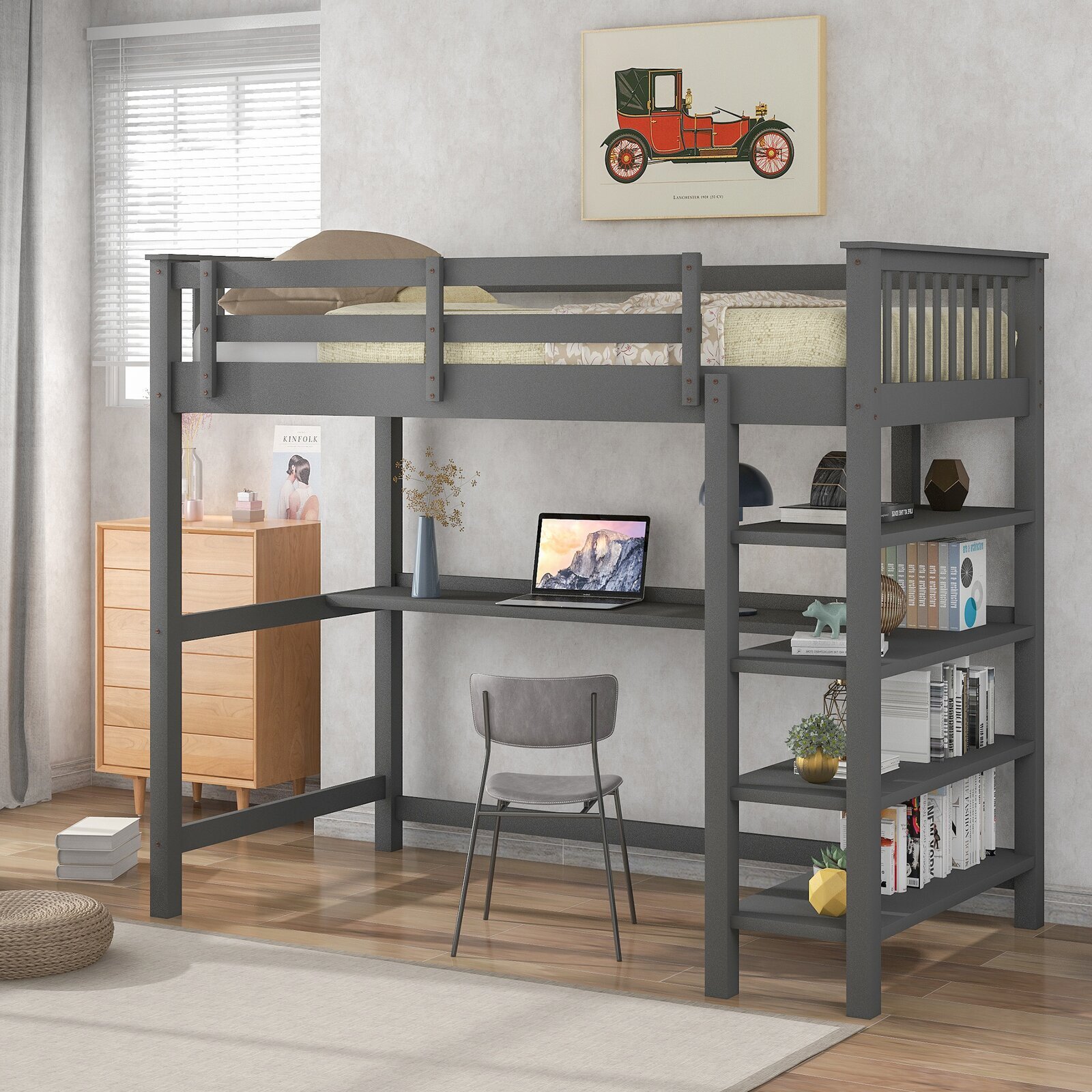 Archibold Loft Bed with Bookcase