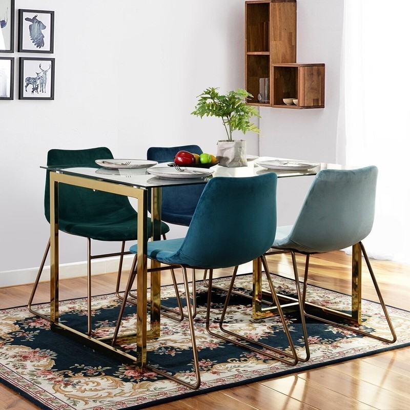 Art deco rectangular glass dining table