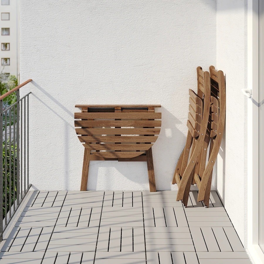 ASKHOLMEN Wall table + 2 folding chairs