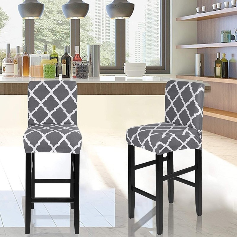 Barstool covers in a geometric pattern
